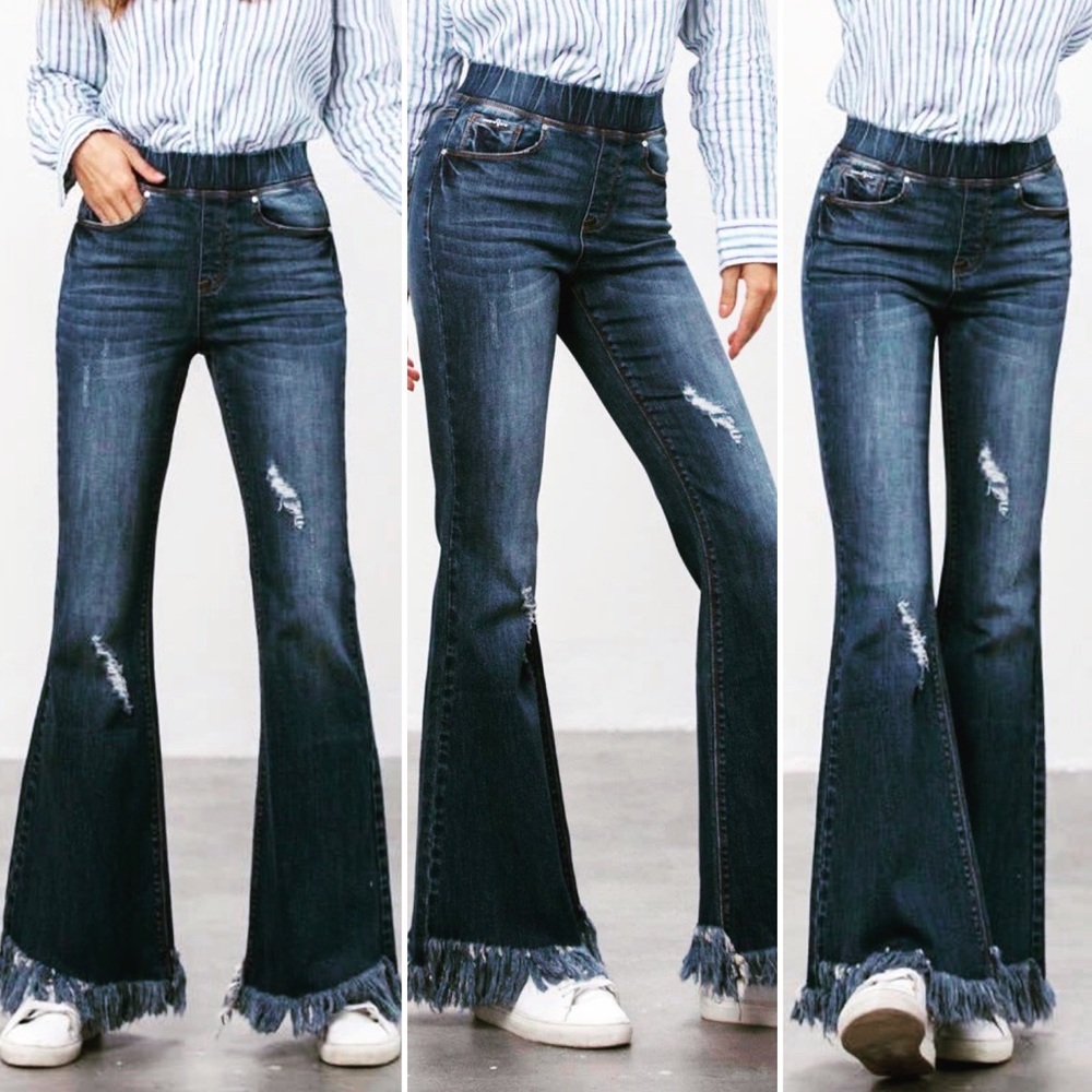 The Reagan Distressed Flare Denim Jean